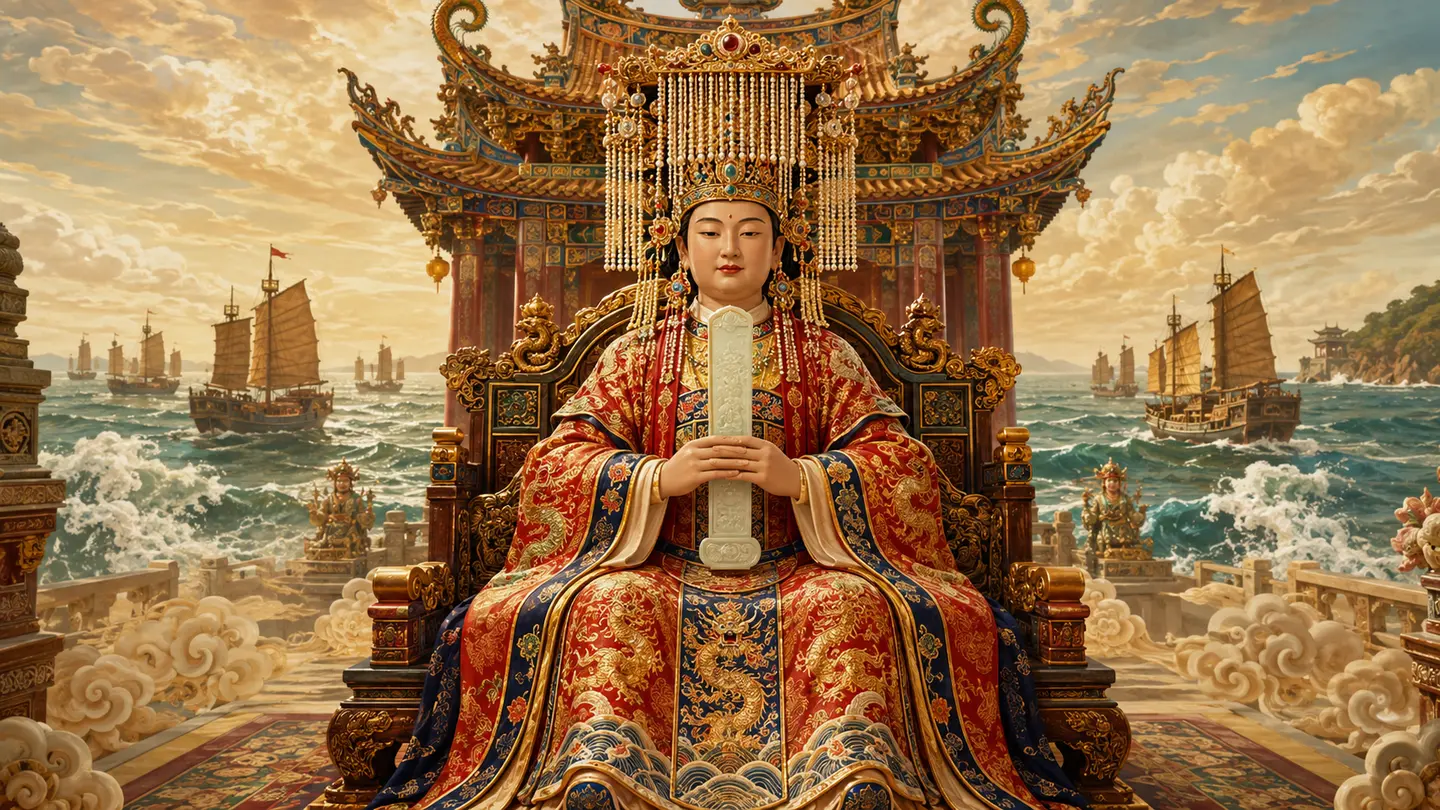 天上聖母九旒冕冠持玉圭法相