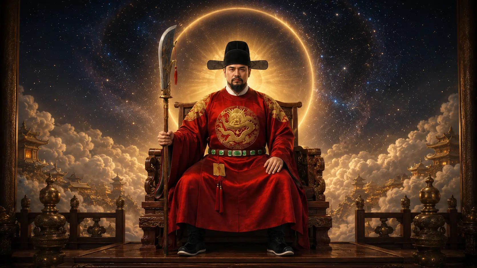 丙午年文哲太歲星君紅袍持劍法相